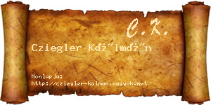 Cziegler Kálmán névjegykártya